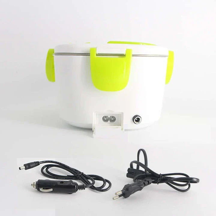 Portable Electric Heating Lunch Box with 1.2-litre capacity, 40-watt heating, and durable plastic construction for hot, freshly prepared meals on the go.