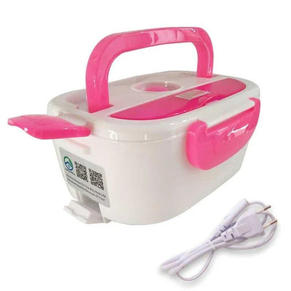 Portable Electric Heating Lunch Box with 1.2-litre capacity, 40-watt heating, and durable plastic construction for hot, freshly prepared meals on the go.