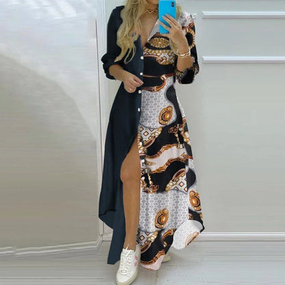 Elegant long sleeve shirt dress in white, navy, and burgundy colours with button-down design and flattering silhouette