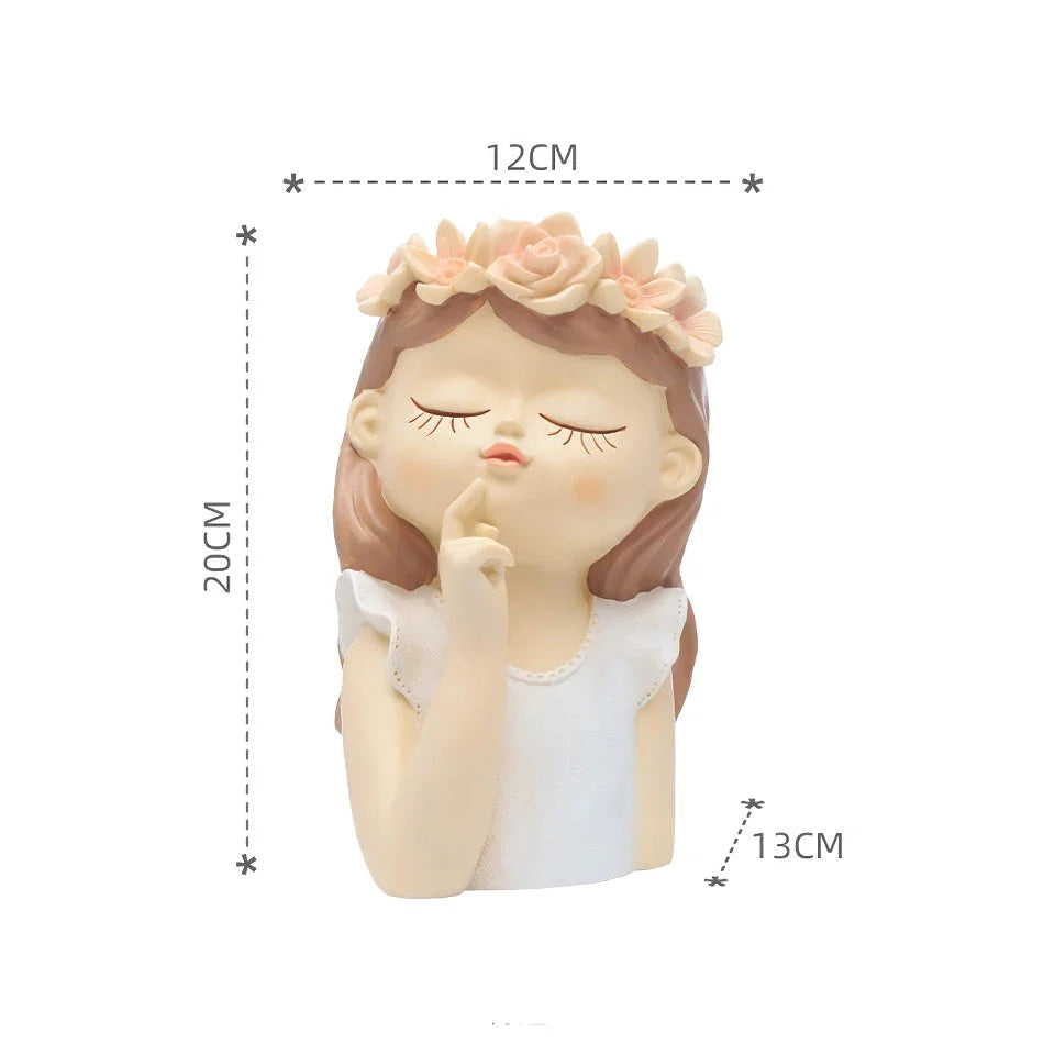 A charming 7.8-inch resin planter in the shape of a fairy girl, perfect for displaying succulents and adding whimsical decor to your home or office.