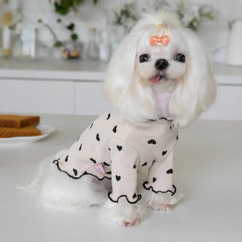 Cosy embroidered bear waffle vest for pets in a variety of sizes and the colour pink
