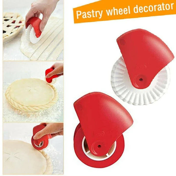Pastry Wheel Decorator for creating decorative strips and patterns on homemade pies, pasta, and puff pastry