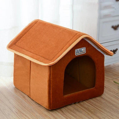 Cosy folding pet house with soft bedding in multiple sizes, crafted with premium cotton and nylon materials for ultimate comfort and relaxation.
