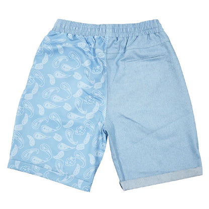 Casual sports shorts for men in a stylish patchwork design, made from soft, breathable cotton for all-day comfort.