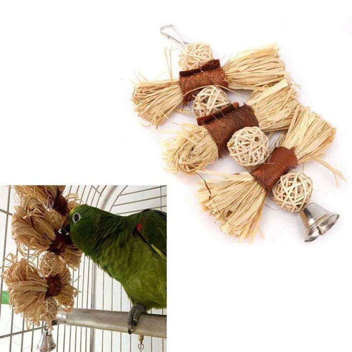 Premium bird chewing toys made of durable Lafite grass, providing enrichment and promoting healthy beaks for pet birds.