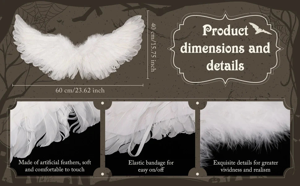 Captivating 3D Angel & Devil Wings in angelic white and devilish black colours, perfect for Halloween, masquerade, and costume parties