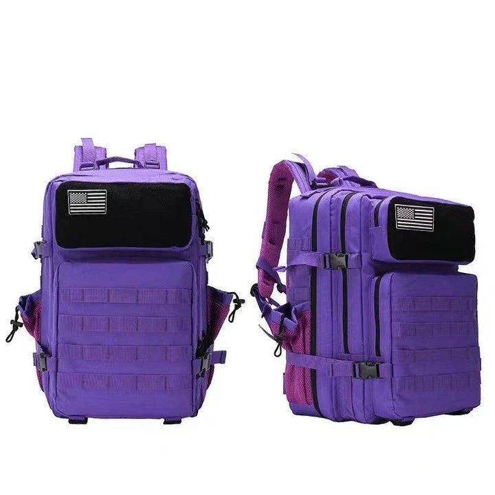 Oxford fabric waterproof backpack with large 45-litre capacity, multiple pockets, and comfortable padded straps for daily use and outdoor adventures