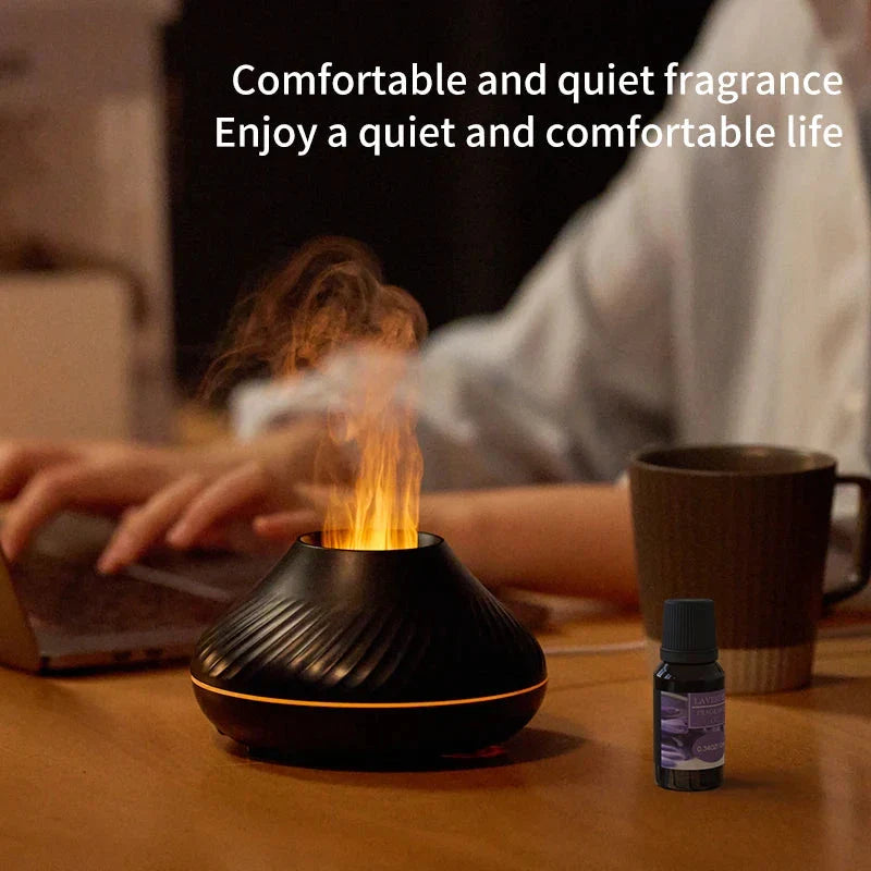 Elegant Flame Effect Aromatherapy Humidifier with Colour-Changing Lighting, a premium British-made product that enhances air quality and ambiance.
