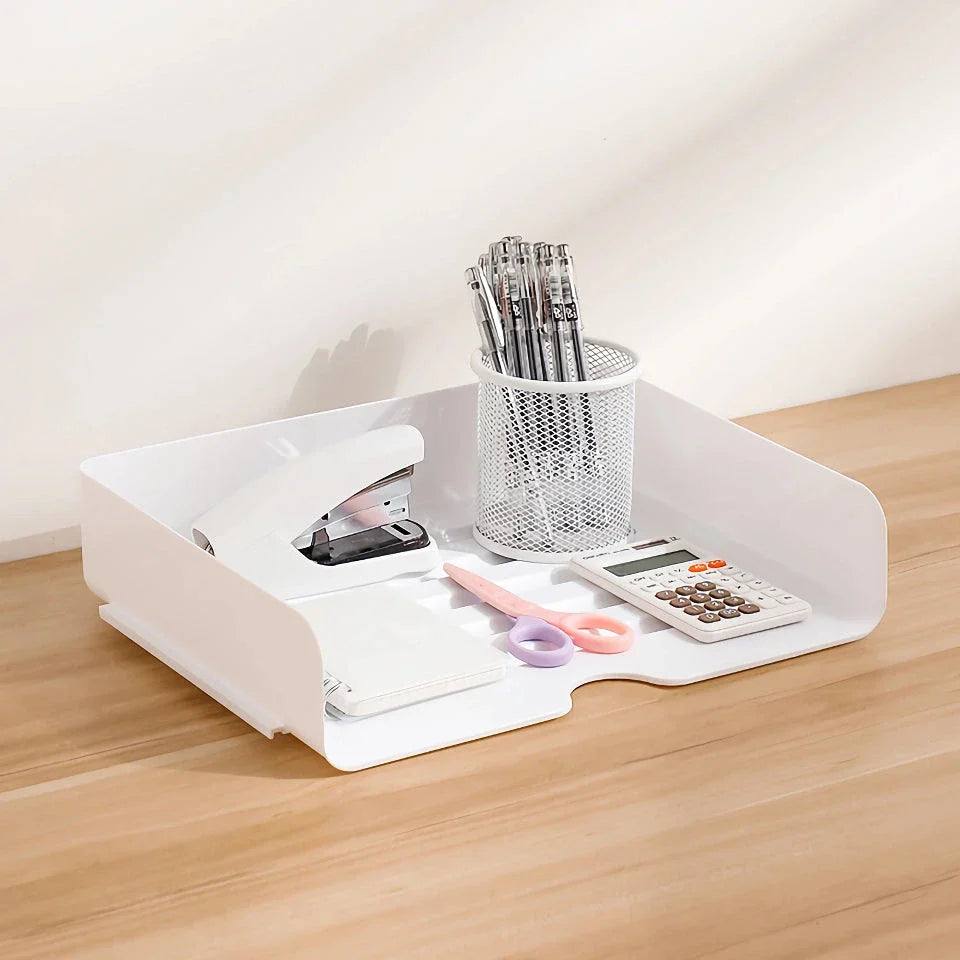 Premium stackable desktop file organisers with stable corners and grooves for secure stacking