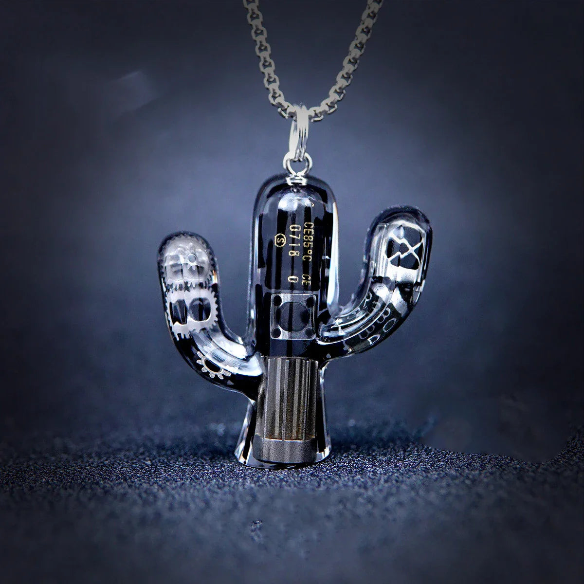 Cactus-shaped pendant necklace made of durable titanium steel with a minimalist geometric design for a sophisticated, versatile accessory