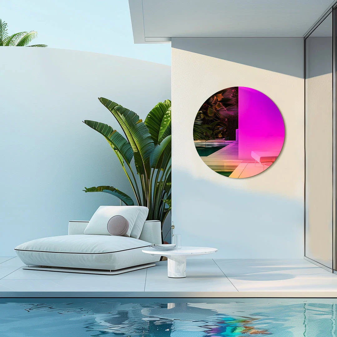 Elegant Radiant Circular Wall Mirror with vibrant rainbow hues and modern design