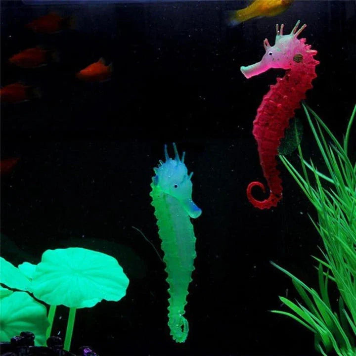 Elegant artificial seahorse ornament made of silicone for aquariums and underwater decor