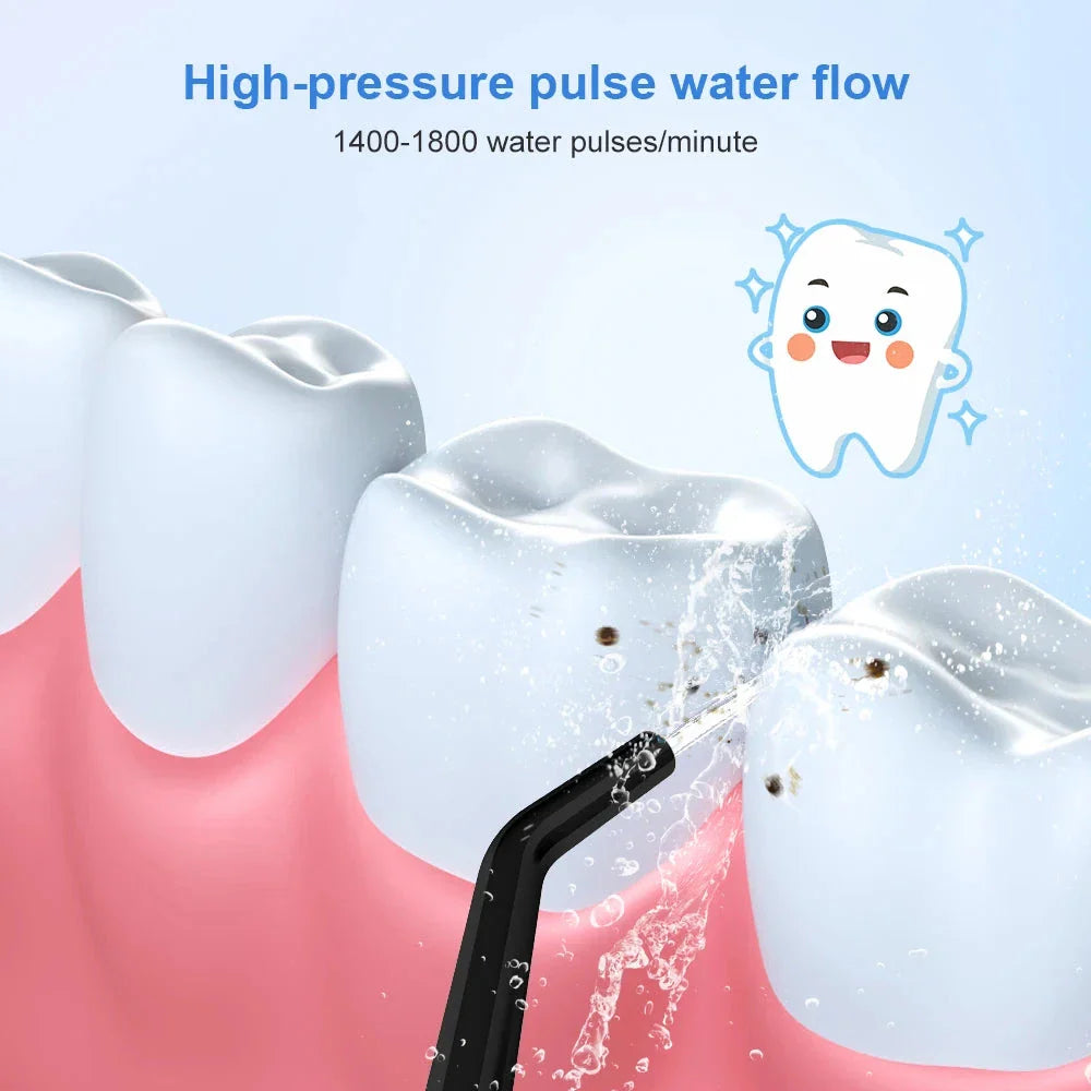 Cordless Waterproof Dental Water Flosser with 300ml Detachable Tank, 1800 Water Pulses per Minute, and 4 Customisable Cleaning Modes