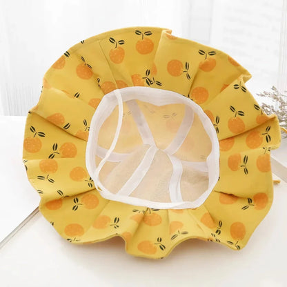 Adjustable cotton sun protection bucket hats for children with whimsical cartoon designs