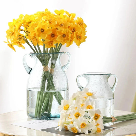 Elegant 6-Piece Artificial Narcissus Flower Bouquet - Lifelike silk narcissus flowers for hassle-free home and event decor