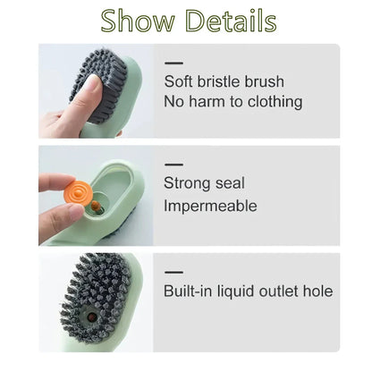 Automatic Liquid Discharge Multifunction Shoe Brush with Soft Bristles for Effortless Cleaning of Shoes, Laundry, and Surfaces