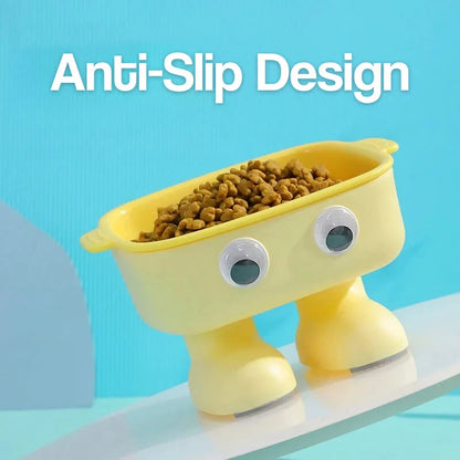 Adjustable height cat feeder with dual food and water bowls, designed to promote healthy eating posture and reduce neck strain for cats.