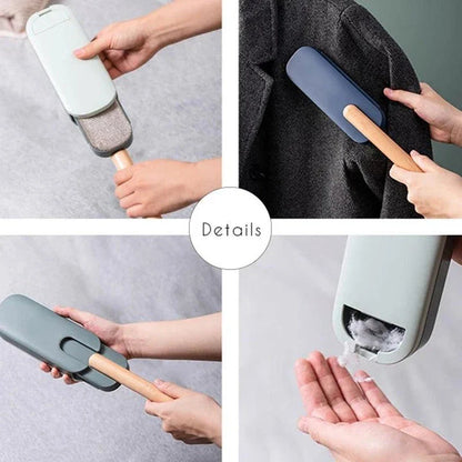 Premium pet hair removal brush with grey handle and bristles, designed for use in UK homes