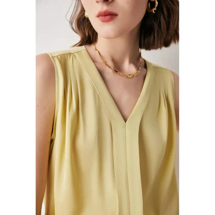Elegant sleeveless silk blouse in various colours for summer fashion