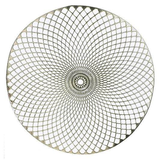 Elegant floral-patterned PVC dining table coaster in a contemporary setting, protecting a wooden table surface