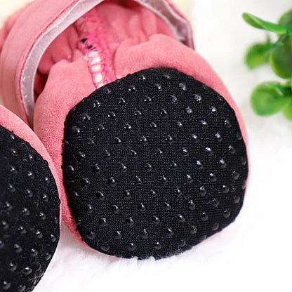 Premium 100% cotton anti-slip winter dog shoes with adjustable straps and reflective detailing for enhanced traction and visibility