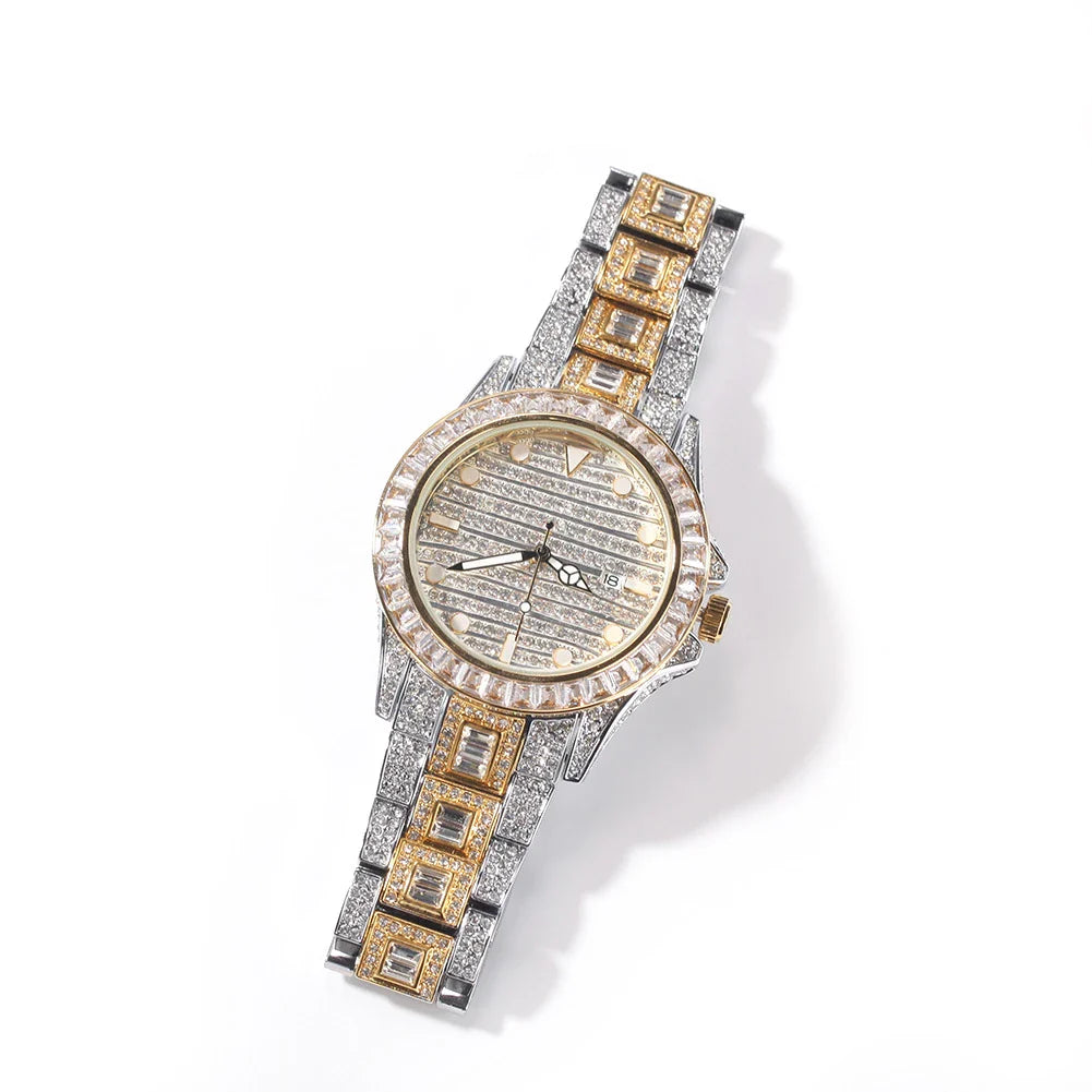 Elegant black diamond butterfly quartz watch with dual buttons and a sleek 43mm stainless steel case