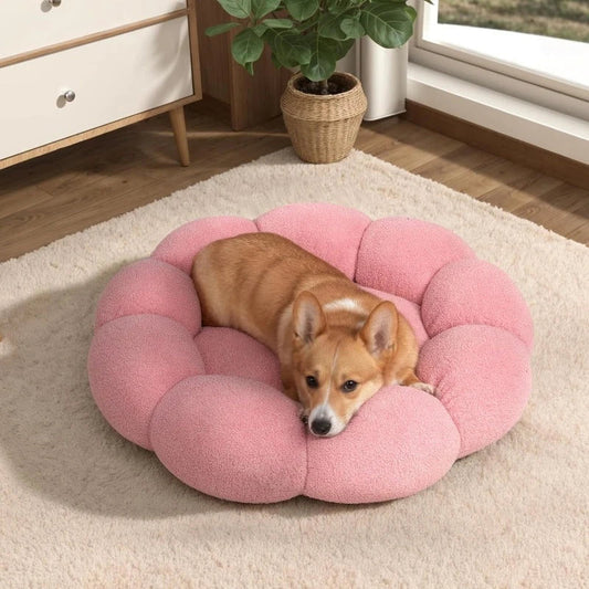 Comforting Flower Cuddler Dog Bed in a charming flower shape, providing a cosy and supportive sleeping spot for medium-sized pets