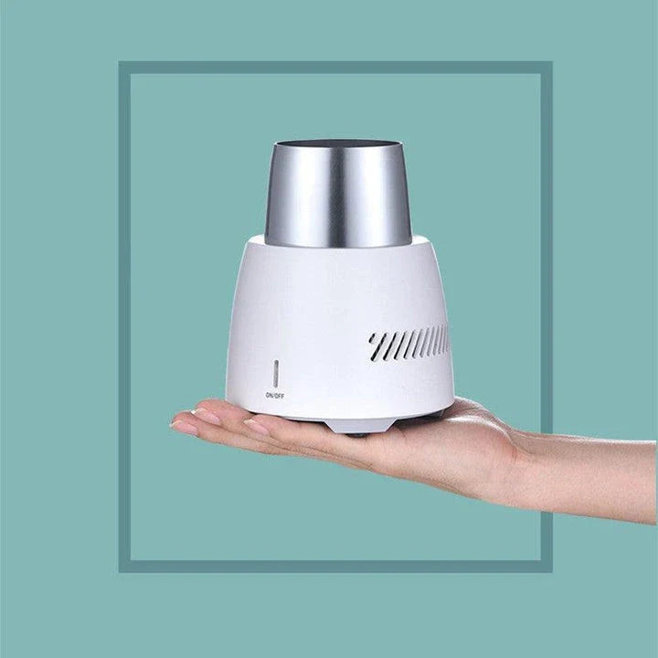 Compact and portable refrigeration unit for chilling drinks on the go, with aluminium alloy body and 400ml capacity