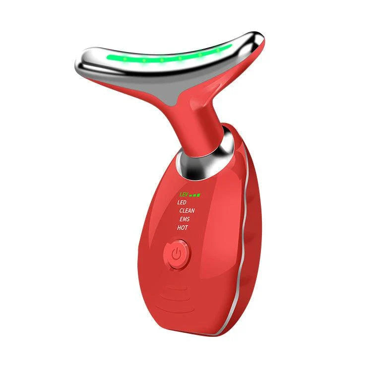 Neck and Face Beauty Device with Colorful LED Photon Therapy for Skin Tightening, Wrinkle Reduction and Double Chin Removal