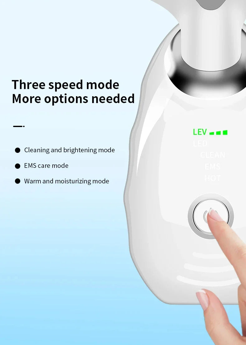 Neck and Face Beauty Device with Colorful LED Photon Therapy for Skin Tightening, Wrinkle Reduction and Double Chin Removal