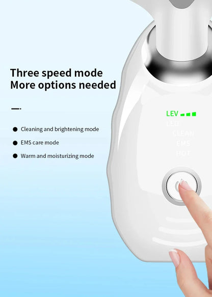 Neck and Face Beauty Device with Colorful LED Photon Therapy for Skin Tightening, Wrinkle Reduction and Double Chin Removal