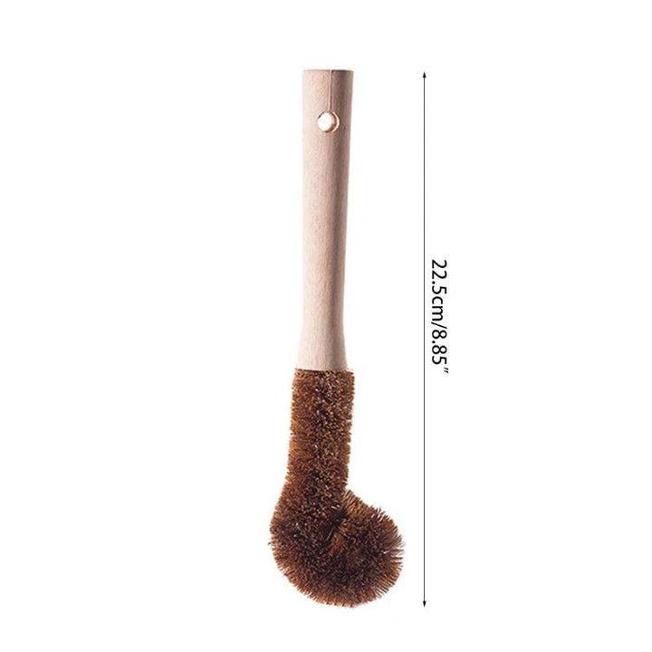 A set of eco-friendly kitchen cleaning brushes with wooden handles and sisal bristles, designed for effective and sustainable cleaning.