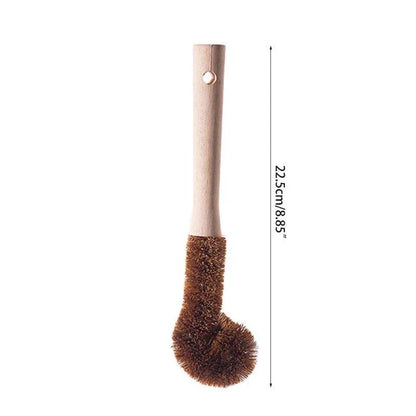 A set of eco-friendly kitchen cleaning brushes with wooden handles and sisal bristles, designed for effective and sustainable cleaning.