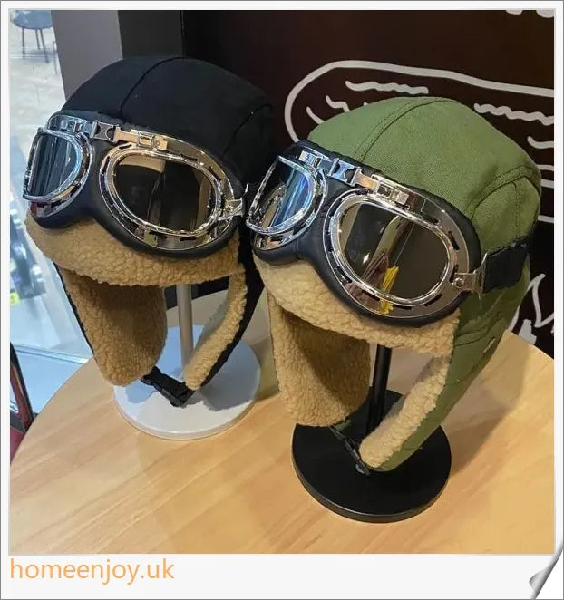 Aviator-style thickened warm ear protection glasses in various colours, including black, khaki, blue, and army green