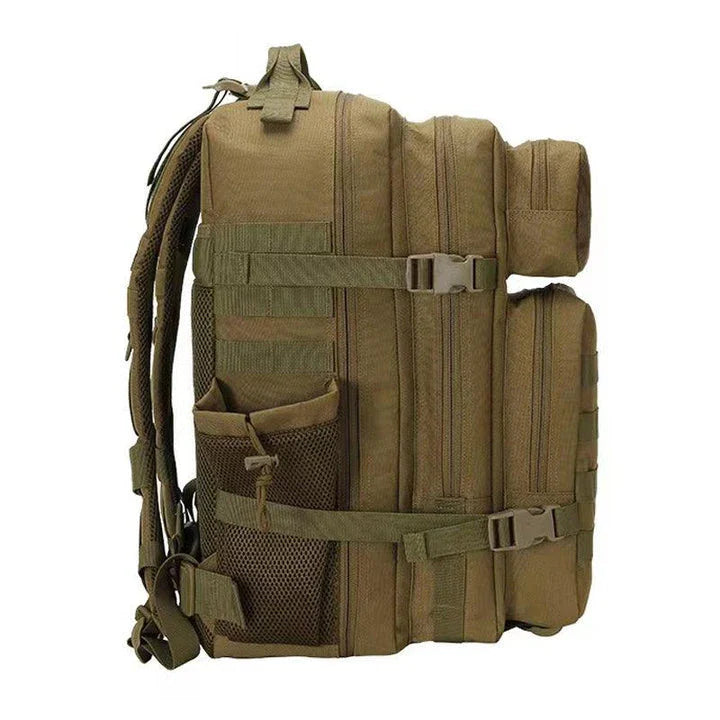 Oxford fabric waterproof backpack with large 45-litre capacity, multiple pockets, and comfortable padded straps for daily use and outdoor adventures