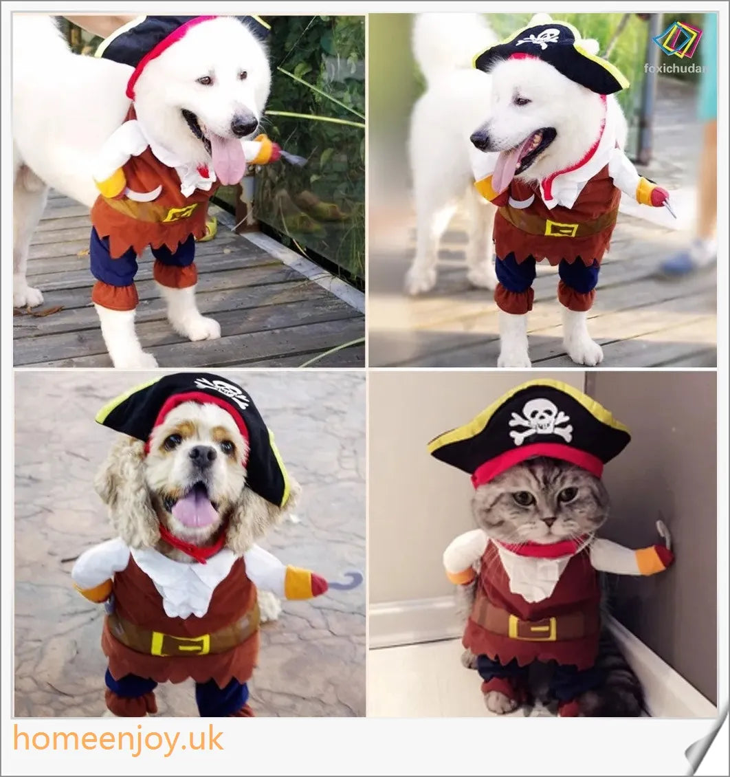 Charming pirate costume for cats and dogs made of soft, breathable polyester and non-woven fabrics
