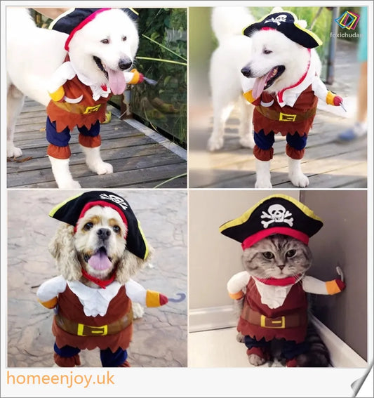 Charming pirate costume for cats and dogs made of soft, breathable polyester and non-woven fabrics