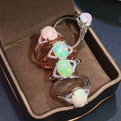 925 Sterling Silver Australian Opal Ring with Adjustable Sizing and Mesmerising Opal Stone