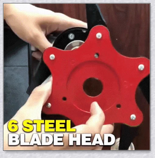 Powerful manganese steel weed trimmer blades with six 360-degree rotating blades for effortless lawn and garden maintenance