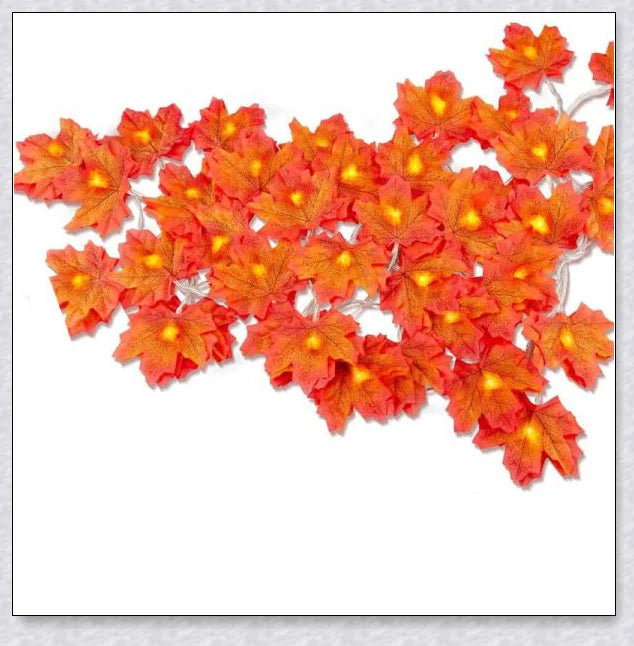 Mapelite Halloween Maple Leaf LED Light String - Realistic artificial leaves, soft warm glow, energy-efficient LED lights for festive home decor