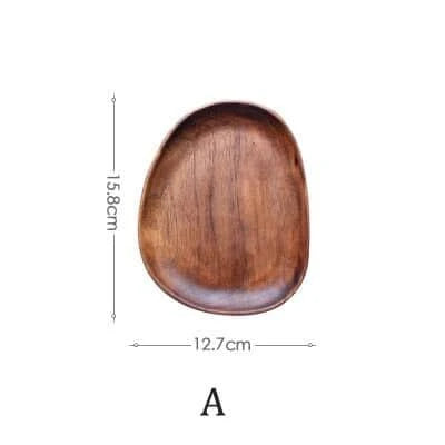 Elegant wooden dining plates with a minimalist, laconic design and natural wood grain