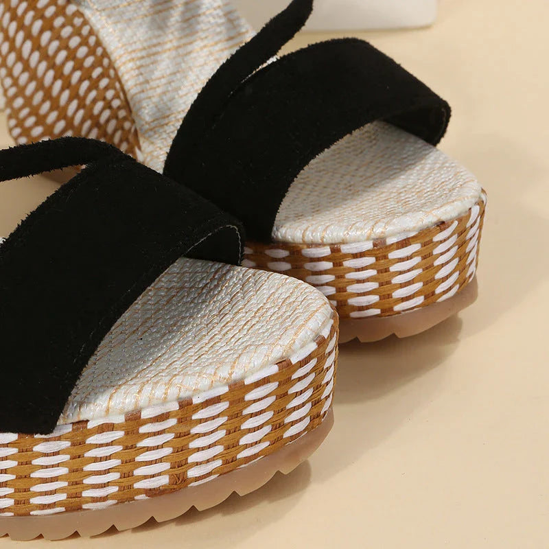 Elegant and Comfortable Summer Platform Wedge Sandals with Peep Toe and Adjustable Ankle Strap