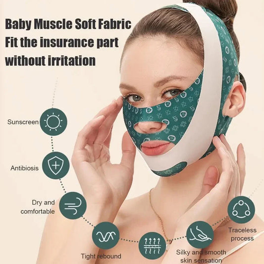Adjustable face lifting and contouring sleep mask to reduce double chin and enhance facial definition