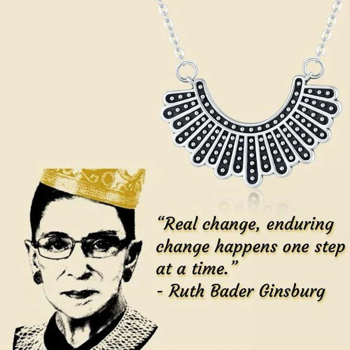 Elegant silver necklace inspired by the iconic 'dissenting' collar worn by Supreme Court Justice Ruth Bader Ginsburg
