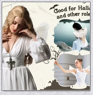 Captivating 3D Angel & Devil Wings in angelic white and devilish black colours, perfect for Halloween, masquerade, and costume parties