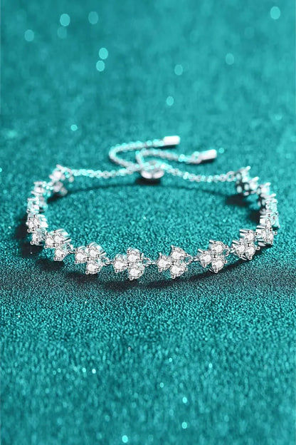 Adjustable Moissanite Bracelet in 925 Sterling Silver with 4.2 Carats of Sparkling Stones