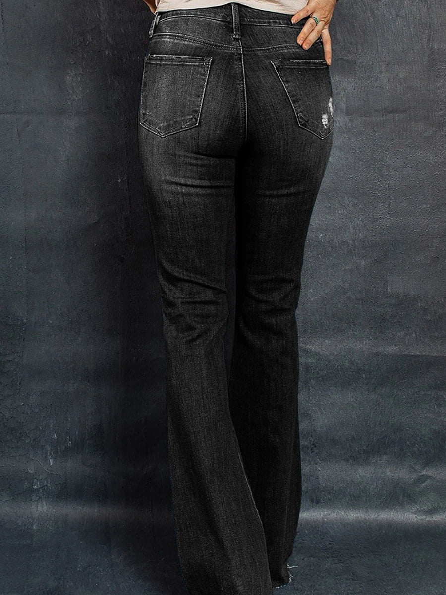 Premium high-waisted wide-leg denim trousers in a chic, versatile design