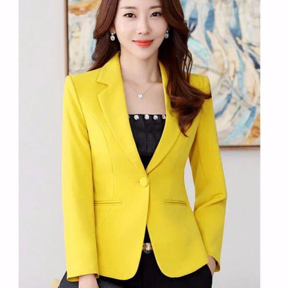 Fashion Slim Short Casual Ladies Suit Jacket in White - Tailored British design with premium polyester construction for a chic, comfortable fit.