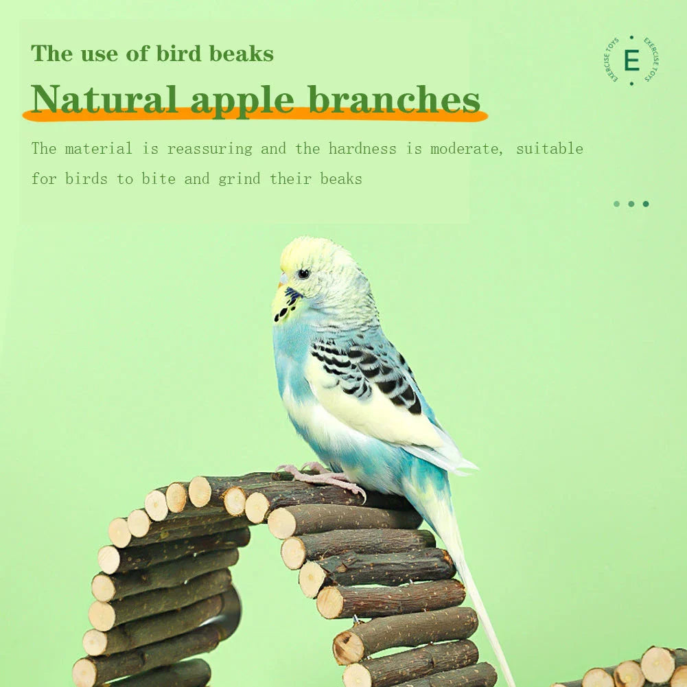 Adjustable wooden parrot climbing ladder for cage, made from premium natural wood material