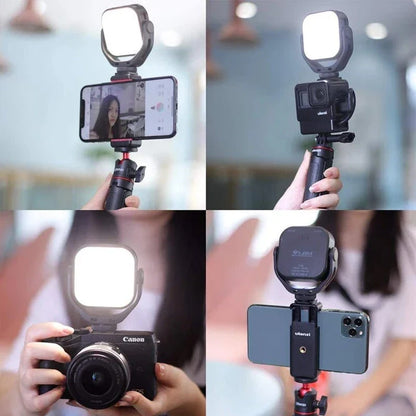 Adjustable bi-colour LED video light with 360-degree rotation bracket, rechargeable and portable fill light for DSLR, SLR and mobile devices